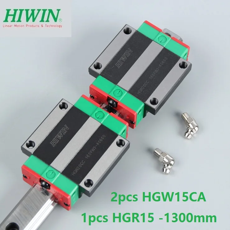 

1pcs 100% original Hiwin linear guide rail HGR15 -L 1300mm + 2pcs HGW15CA HGW15CC linear flanged block for cnc router