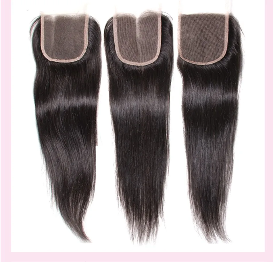 Волосы UNICE Индийский прямые волосы 3 Связки с закрытием натуральный Цвет человеческих волос ткет с закрытием кружева Волосы remy ткань