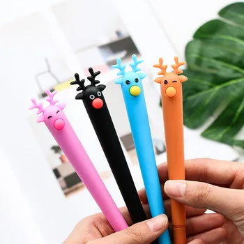 

48pcs/lot Korean stationery cute cartoon creative fat deer gel pen unisex sign pen rollerball pen school students pen
