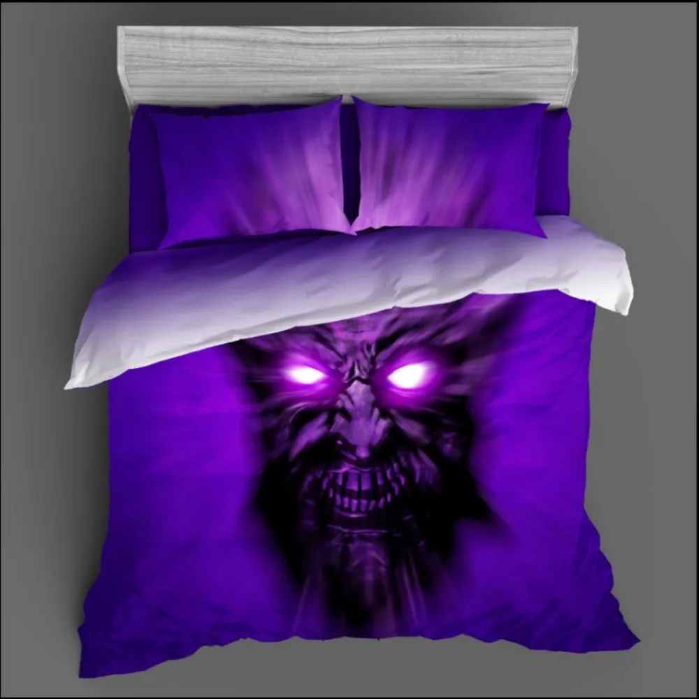 

Dropshipping 3D Bedding Set Duvet Cover Pillowcase queen king Size 3D Bedding Set Motorcycle Boys Gift skull bedding Blue