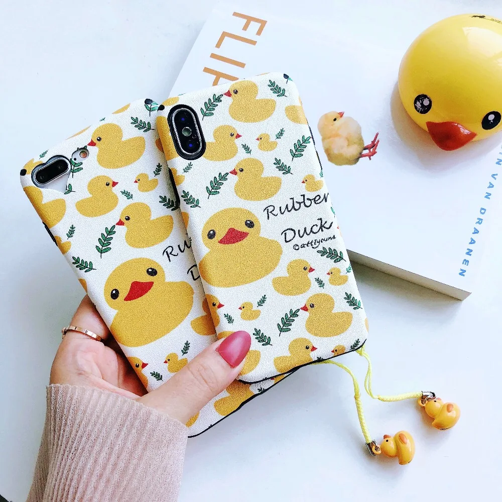 ORYKSZ Cartoon Phone Case For iphone 7 6S x 8 Plus Cases Cute Duck Patterned Silicone Soft Matte Cover Capa |