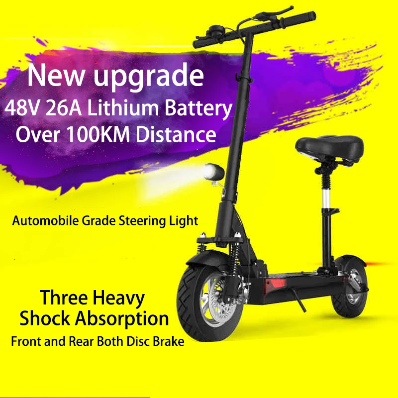 48V 500W long distance electric scooter max over 100km 48V 26A lithium