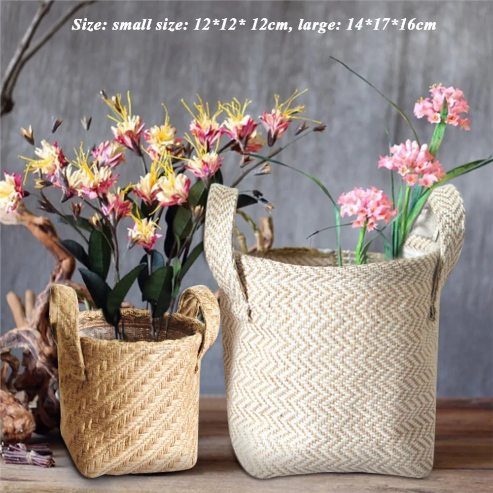 Cesta de almacenamiento de yute trenzado multifunción maceta de algodón