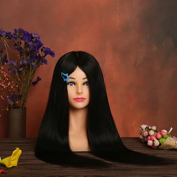 

100% Real Human Hair Training Head With Shoulders Black Hair Hairstyles Manikin Head Hairdressing Mannequin Head