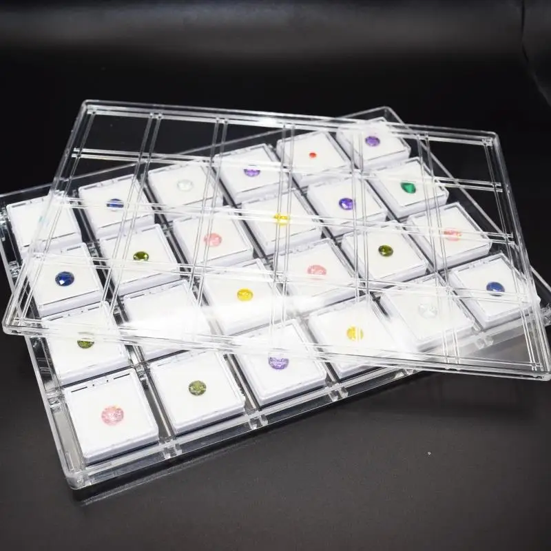 Portable Clear Acrylic Travel Gem Box Gemstone Storage Case Jewelry