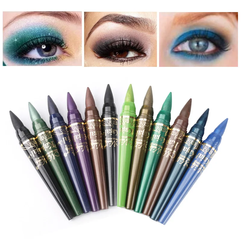 

Brand 2017 New Makeup Shimmer Eye Shadow Black Brown Green Waterproof Long lasting Glitter Eyes Eyeshadow Liner Pencil 6pcs/Lots