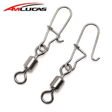 Amlucas 20pcs Fishing Rolling Swivel Good Snap chrome steel fishing Equipment Connector Hyperlink fishing snap swivels WE331