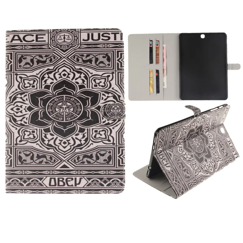 Luxury 2 Leavies PU Leather Stand Flip Case for Samsung Galaxy Tab S2 9.7 Case T810 T815 Wallet  Case Tablet Cover Back Silicon (9)