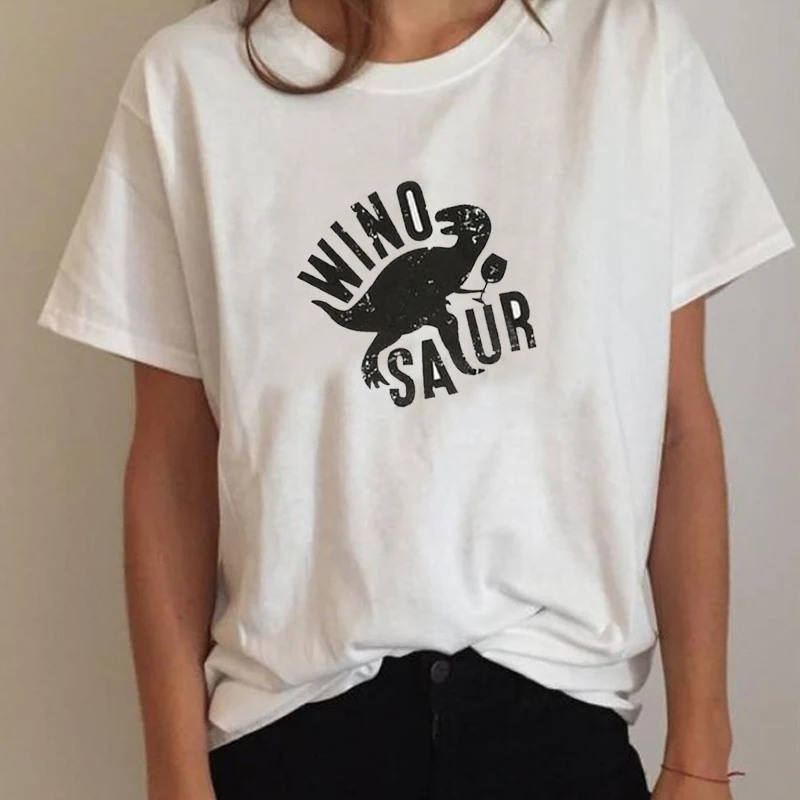 

ZSIIBO Cute Dragon Wino Saur T shirt Harajuku Ulzzang Tumblr Women T-shirt Kawaii T shirt Femme 2018 Summer Casual Tops Tee
