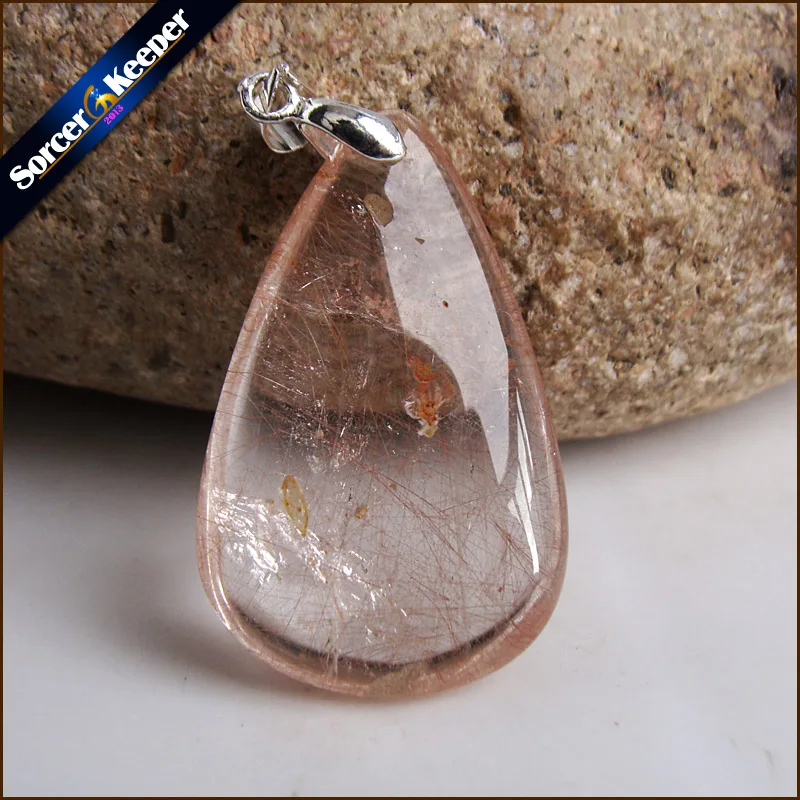 

Rare Natural Quartz Gold Rutilated Garden Quartz Crystal Love Necklace Pendant natural minerals Fish Tank Beads OS036