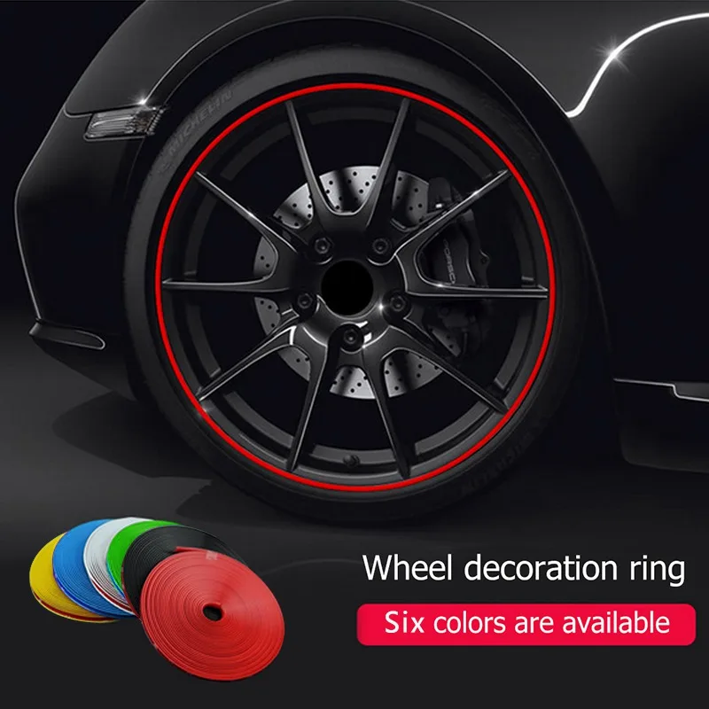 8M Car Wheel Hub Decorative Circular Strip Rim Edge Protector Ring Tire Guard Sticker Line Rubber Strip Car Styling Mouldings    (13)