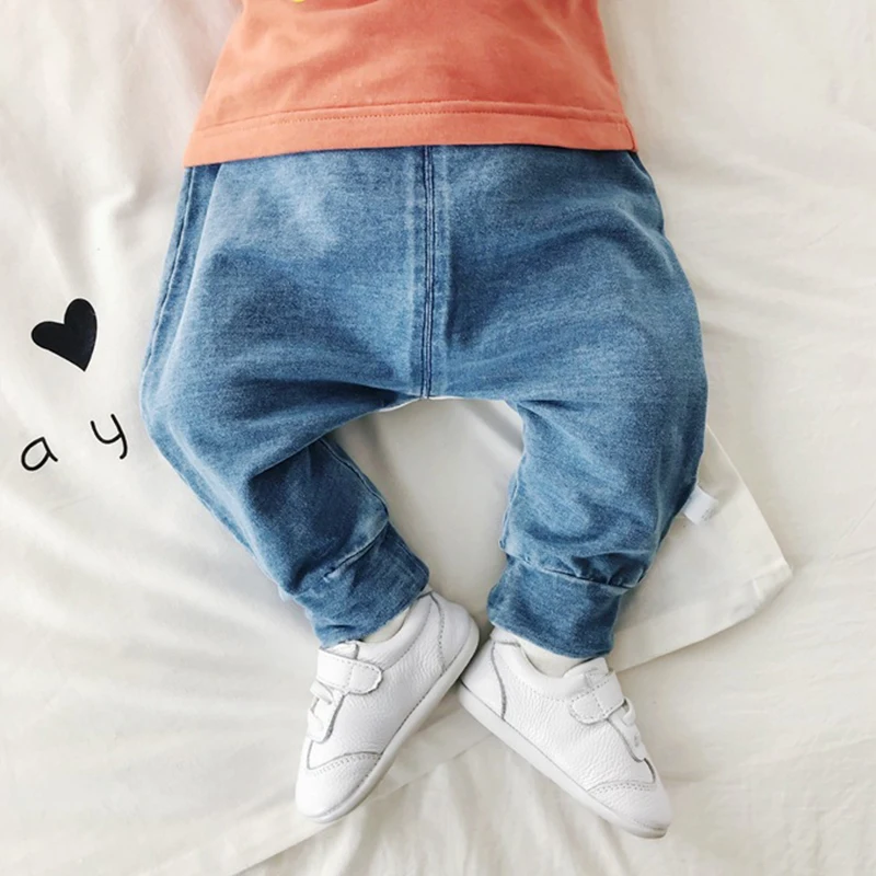 Джинсы с рисунком для малышей от 3 до 24 месяцев весенняя одежда для малышей джинсовые брюки для мальчиков и девочек детские джинсы штаны для мальчиков и девочек штаны для новорожденных