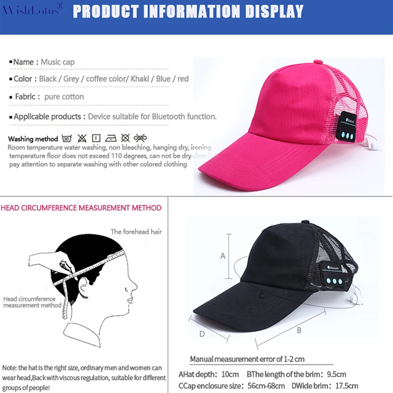 WishLotus модная Bluetooth сетчатая крышка Музыкальные наушники Беспроводные спортивные