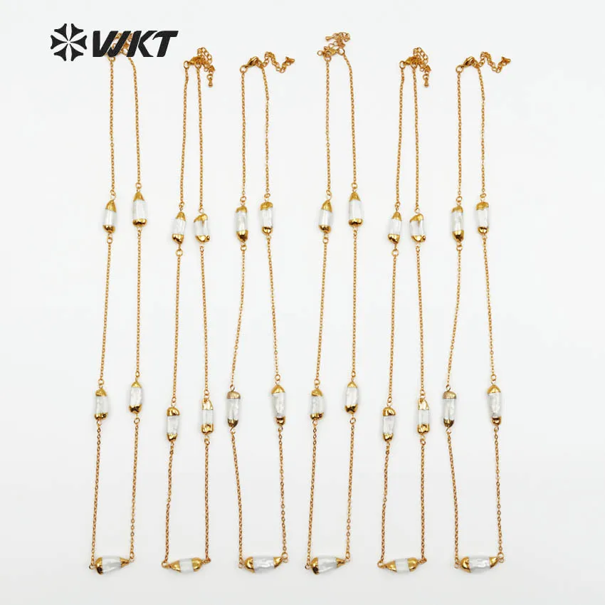 WT-N1120 ювелирные изделия дикого моря ожерелье с золотым покрытием пресноводный жемчуг кулон с золотым слоем ожерелье подарок для женщин