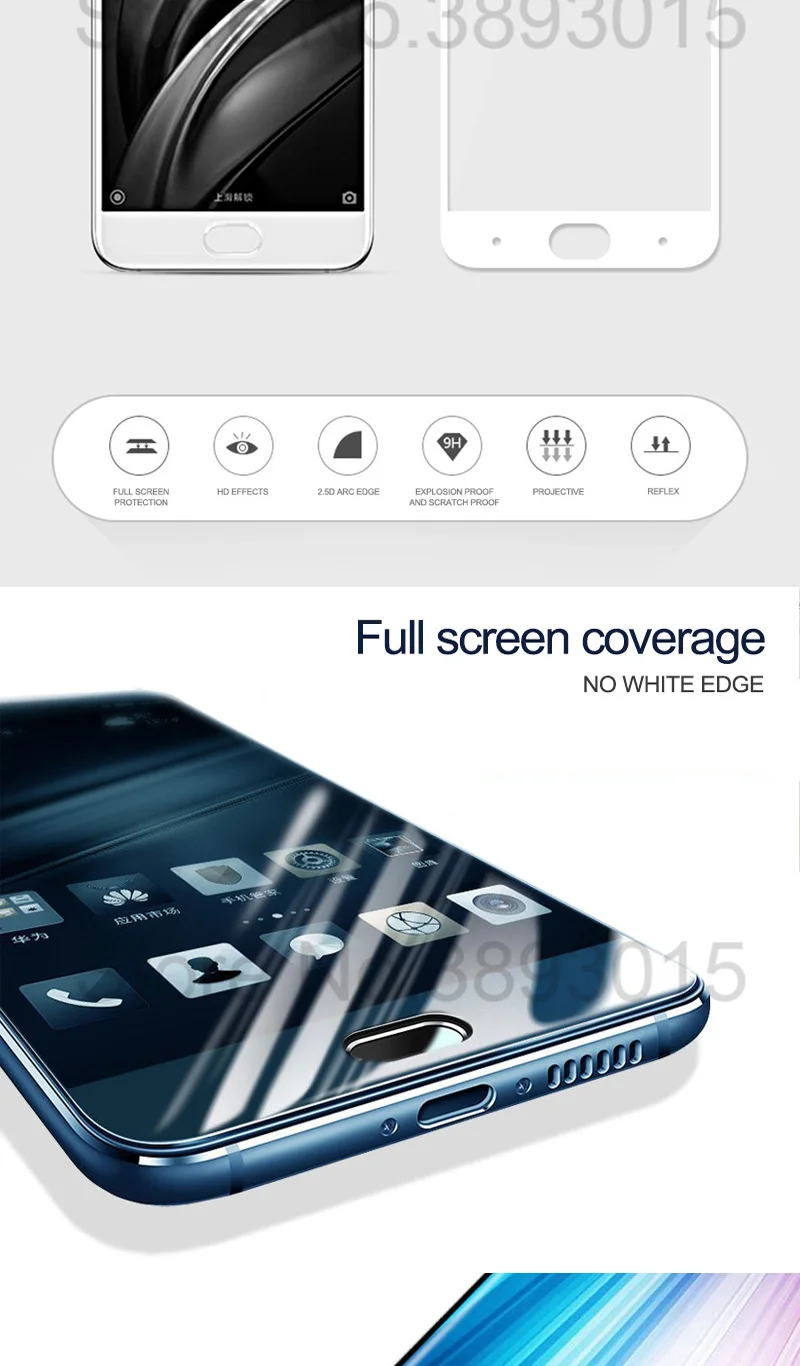 9H 0,3 мм полное покрытие из закаленного стекла для xiaomi 6 mi 6 HD Защита экрана для xiaomi 6 mi 6 стекло для телефона 2.5D защитная пленка