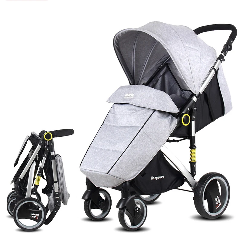 

Lightweight baby stroller 2 in 1 aluminum alloy baby pram Warm Protection for the Feet children's folding carriages