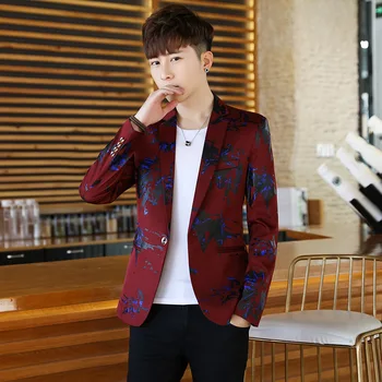 

HOCO 2020 new men's cultivate one's morality fashion suits Youth printed leisure blazer