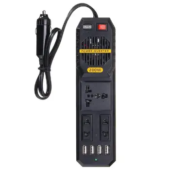 

200W Car Power Inverter DC 12V to AC 220V Car Power Inverter fuse protection with 4 USB Port Cigarette Lighter r30