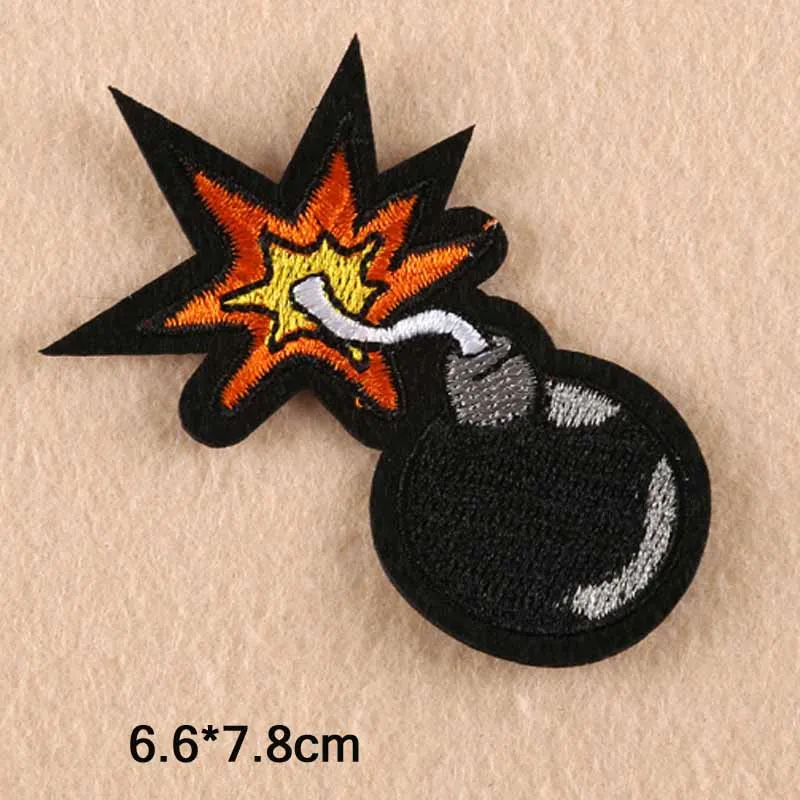 

Bomb Punk Iron On Patch Clothes Patch For Clothing Boys Embroidered Embroidery Patch Garment Apparel Accessories