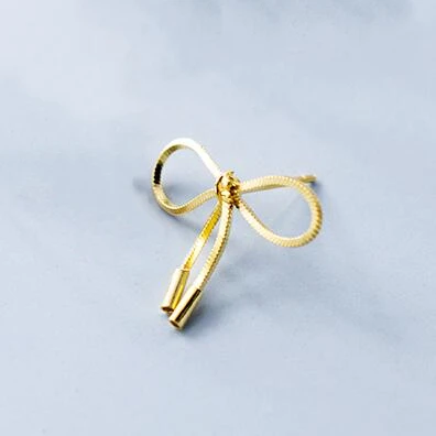 Gold Color 925 пробы серебряные 1,5 см x 2 см милые крошечный лук серьги-гвоздики для трендовых женщин вечерние ювелирные изделия Изящные серьги G1112 - Окраска металла: Gold Color