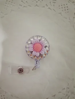 

Retractable Badge Holder with belt clip , 24 inch Retractable Cord, ID Badge Reel with Sunflower,10pcs/lot