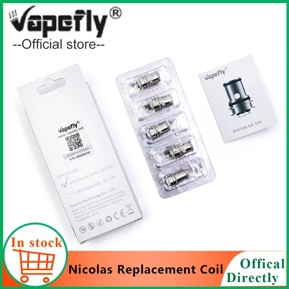 5pcs-pack оригинальный Vapefly Николя сменная катушка для vapefly Николя бак 0.6ohm 1.8ohm сопротивление MTL вкус tank