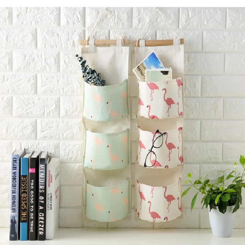 JX-LCLYL Cartoon cotton three layer hanging debris storage hanging pocket storage bag