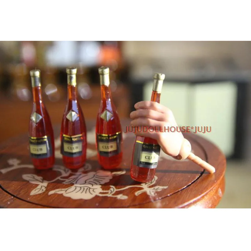 

4PCS 1/6 Dollhouse Miniature Drinks Wine Bottles Model Mini Play Food For Doll Kitchen Accessories Toy