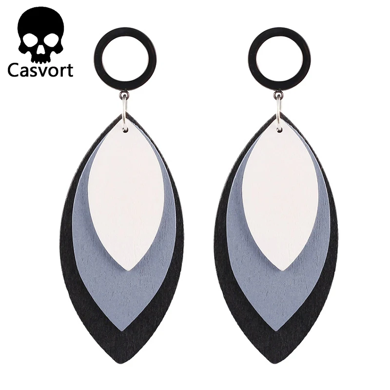 Модные серьги Casvort 2 шт. деревянные висячие ушные туннель для пирсинга Вилки