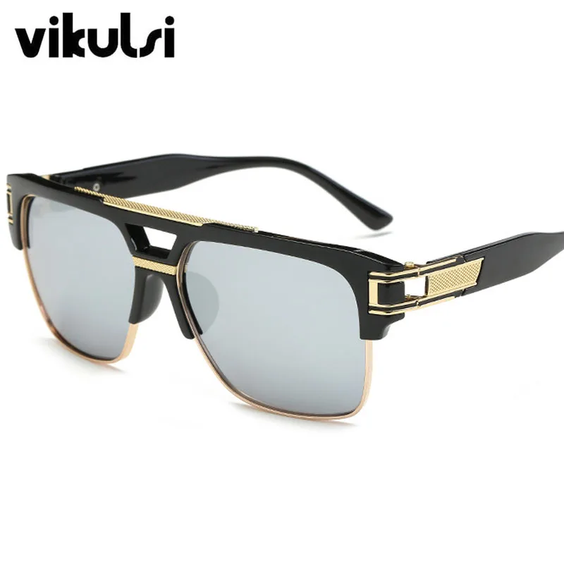 Brand Designer Oversized Sunglasses Women Clear Lens Glasses Myopia Eyeglasses Flat Top Mirror Sun Glasses Male Square Shades - Цвет линз: black mercury