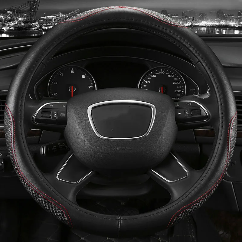 Genuine Leather Car Steering Wheel Cover Five Colors For