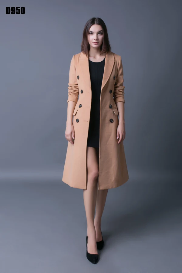 CHAOJUE бренд Европейский inimation кашемировое пальто Тренч для женщин двубортный Классический шерстяной пальто женский тонкий peacoat