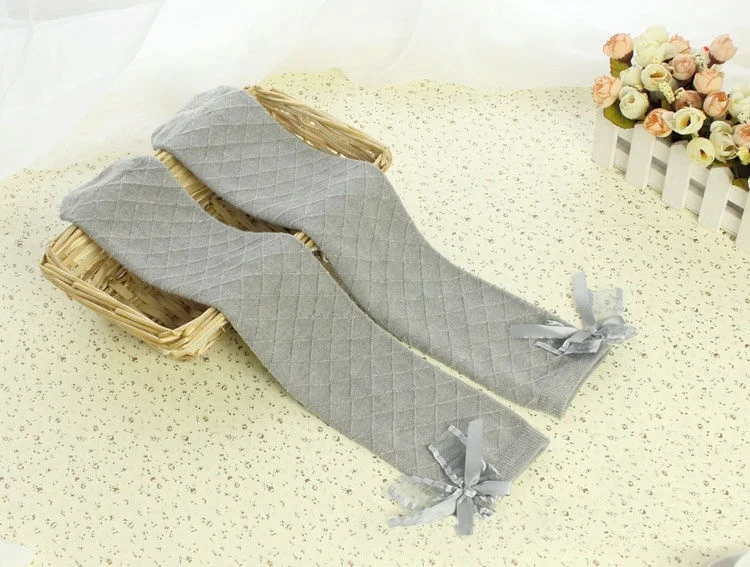 Acgicea/детские носки-пачки для девочек; испанские Гольфы с атласным бантом; мягкие детские носки с оборками - Цвет: Серый