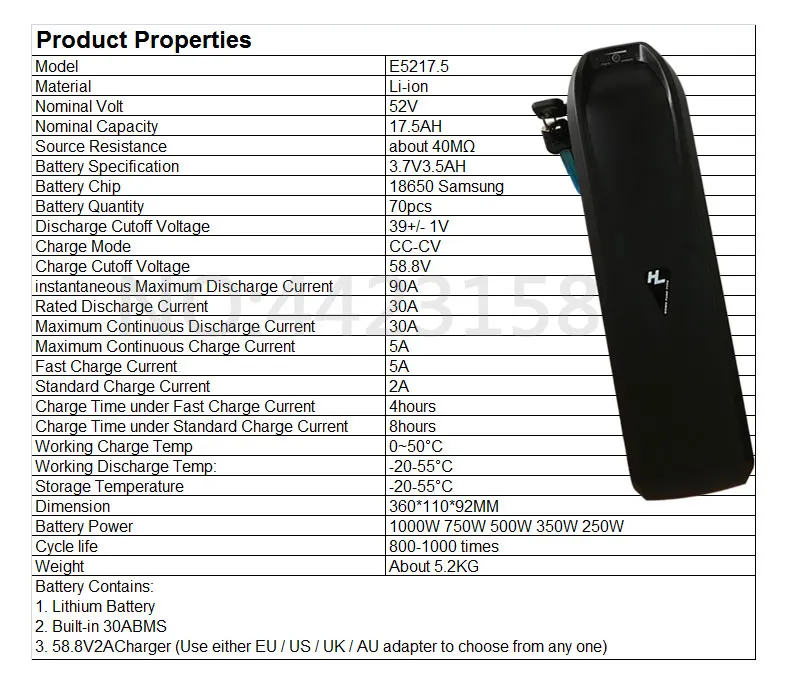 Flash Deal US EU No Tax 51.8V 52V 17.5Ah With 5V USB Hailong for Samsung Cell Li-ion Battery 48V 1000W Electric Fat Bike Hailong Battery 2