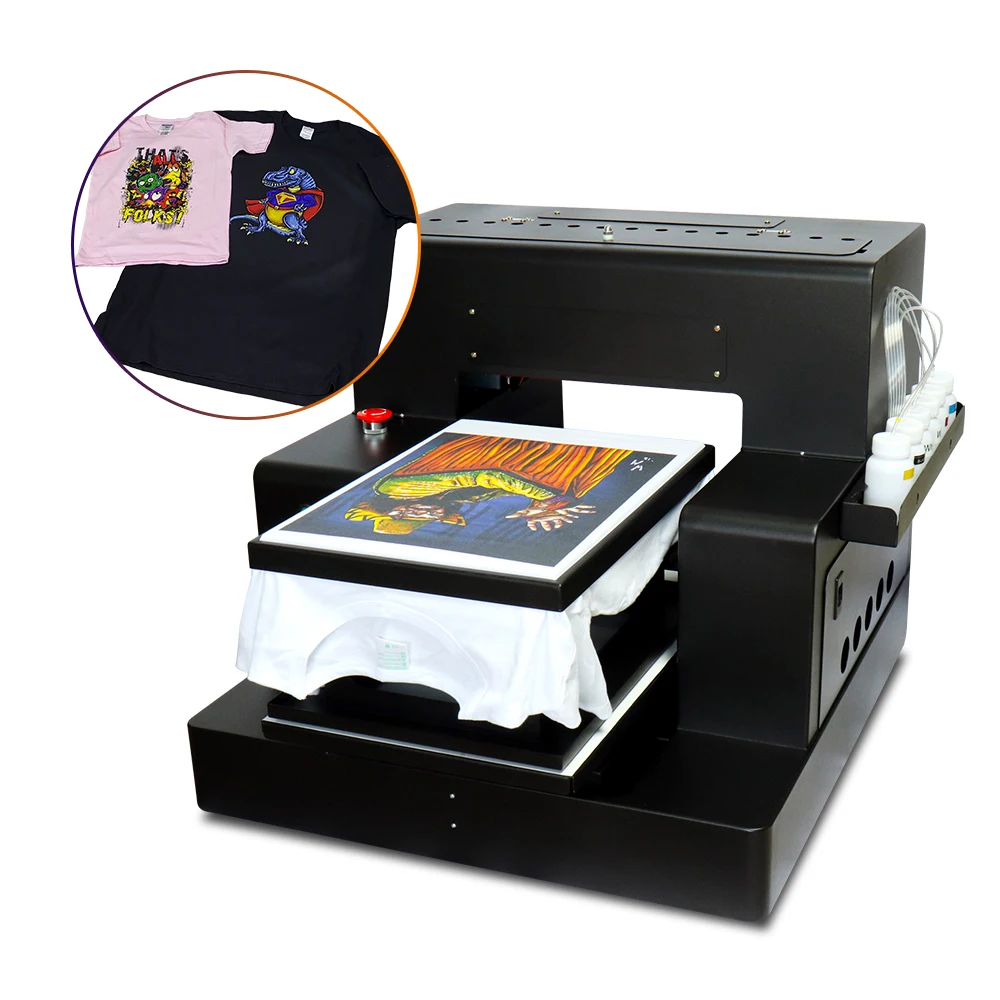 Best Price Full Automatic A3 Size DTG Printer Flatbed Printers with 3 print trays for T-shirt, Jeans, Hooking, Jacket, Shirt Pieces