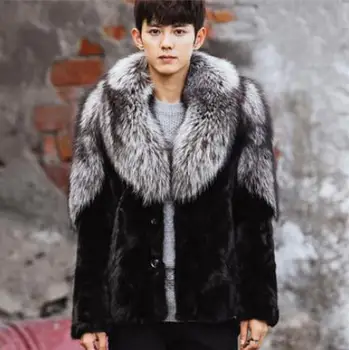 

Newest Mens Casual Fake Mink Fur Jakcets Long Patchwork Leisure Male Faux Fur Jackets Single Breasted Overcoats S/6Xl Cj97