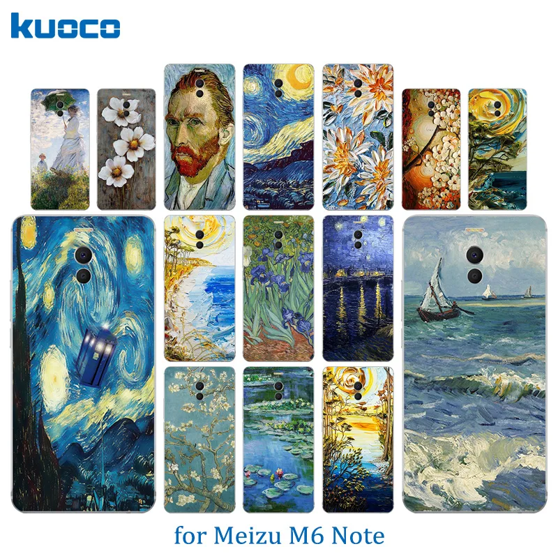 For Meizu M6 Note Case Van Gogh Pattern Silicone Cases Meilan Cover fundas for Note/Blue Charm 6 |