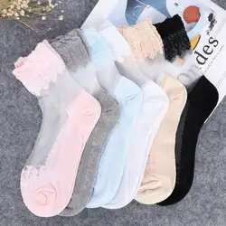 2019 Летние Стильные носки до щиколотки цветные женские ультратонкие прозрачные кружевные эластичные короткие носки милые танцевальные
