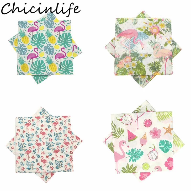 Chicinlife 20 штук пакет бумага с Фламинго одноразовые салфетки Дети День рождения