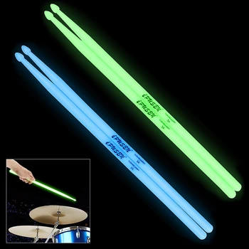 

High Quality Portable Noctilucent 5A Drum Stick Glow in the Dark Stage Performance Luminous Drumsticks 2 Colors Optional