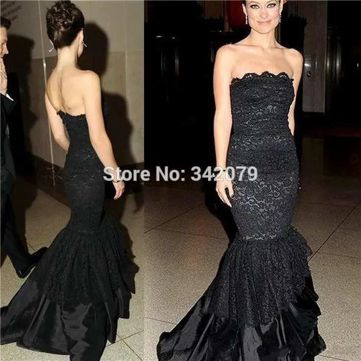 Mermaid Evening Prom Dresses 2017 Strapless Black Lace Celebrity Mermaid Evening Prom Dresses 2017 Strapless Black Lace Celebrity Dress Long For Wedding Party Gowns Formal In From Weddings Events