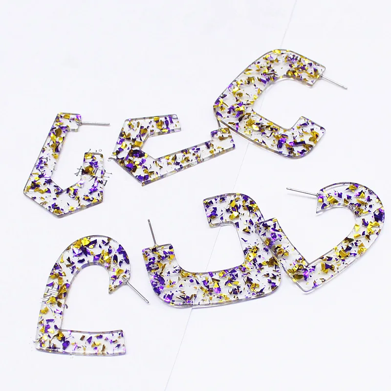 

UJBOX 2019 New Japanese Korean Fashion Resin Sequins Earrings Love Heart Geometric Irregular Drop Earrings Wedding Party Earring