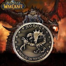 WOW Vintage Quartz Pocket Watch Steampunk World of Warcraft Horde Skeleton Dinosaur Men Boys Kids Necklace