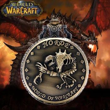 

WOW Vintage Quartz Pocket Watch Steampunk World of Warcraft Horde Skeleton Dinosaur Men Boys Kids Necklace Pendant Wedding Gift