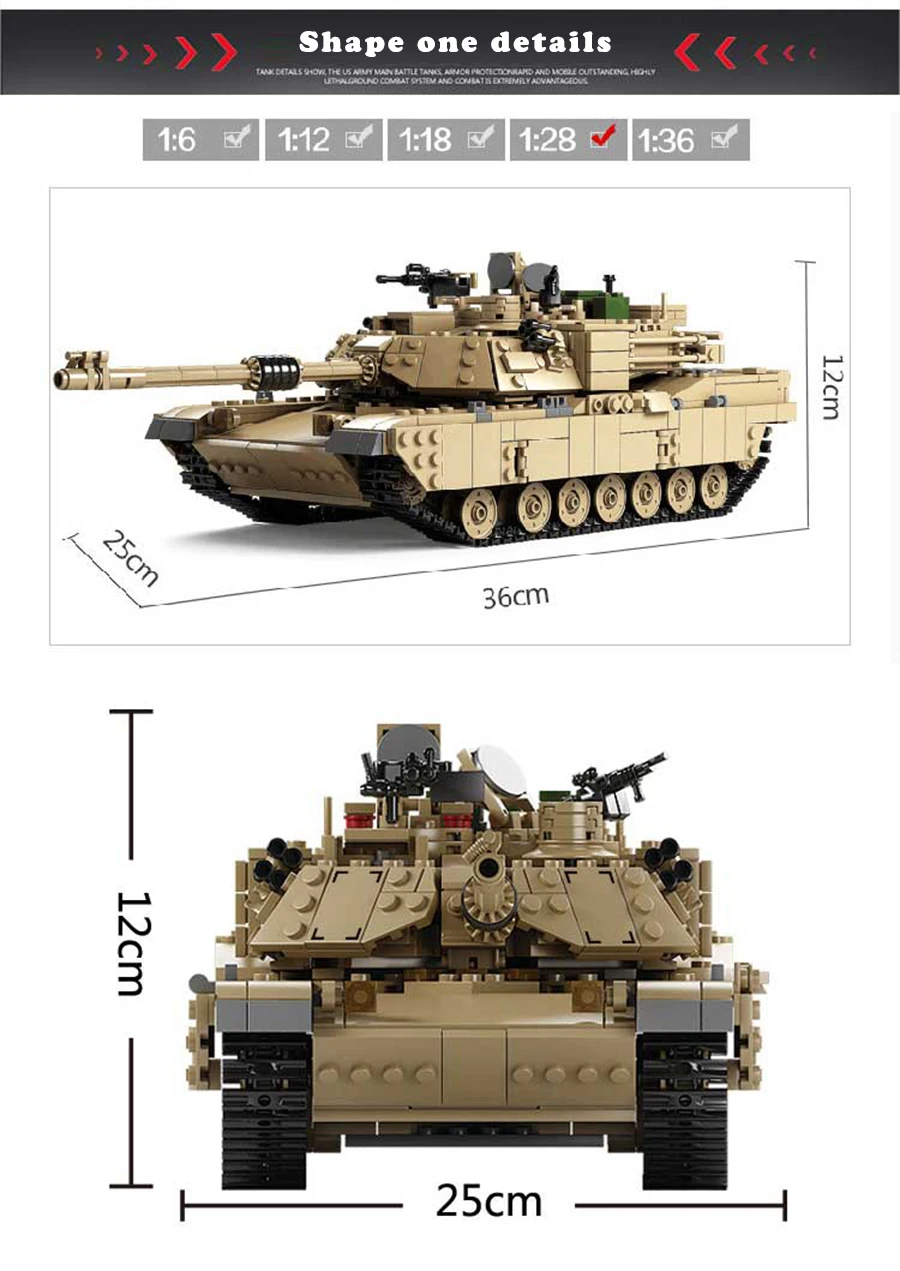 Военная коллекция M1A2 Танк серии Транс игрушки 1:28 ABRAMS MBT HUMMER Модели Строительные наборы блоки совместимы