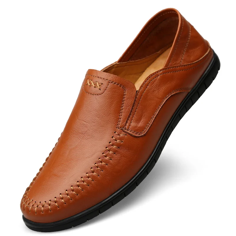 

Spring 2019 New Men's Peas Shoes Leather Casual Shoes Korean Version Of A Pedal Lazy Shoes Men's Shoes Set Feet