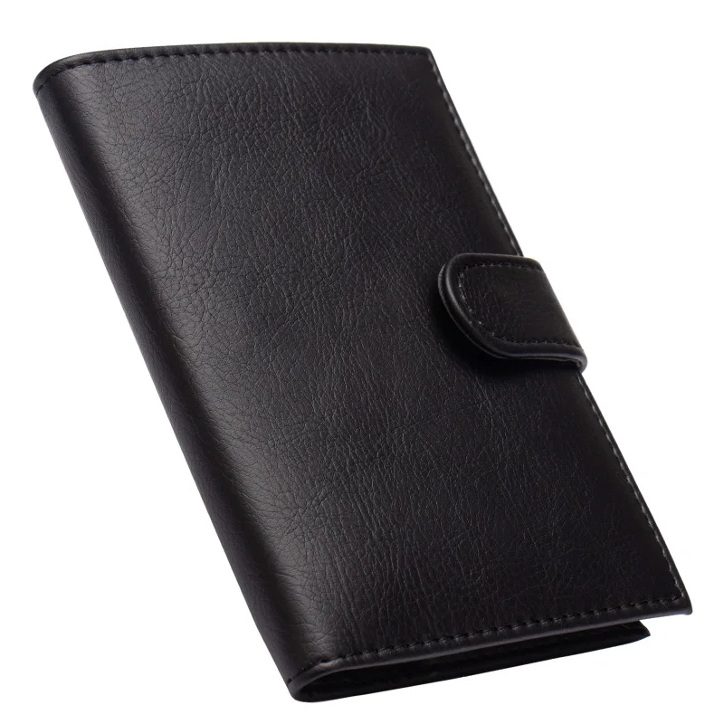 

Russian black Buckle solid color Complex and novel Passport Holder Built in RFID Blocking Protect personal information
