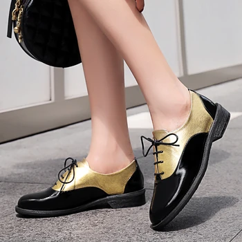 

INS women shoes Genuine Leather 22.5-24.5 cm length pumps Metallic patent leather stitching Bright color stitching ladies shoes