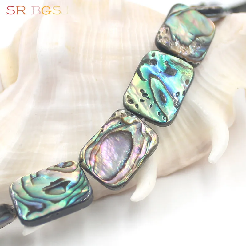 

Free Shipping Different Sizes High Quality Rectangle Shape Natural Abalone Shell Jewelry Making Loose Beads 15"