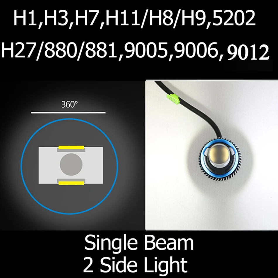 Из 2 предметов фар автомобиля светодиодный H7 H4 светодиодный H1 H11 светодиодный лампы HB3 H3 9005 9006 Автомобильные фары H27 880 881 9004 9007 H13 COB Aut Противотуманные фары 12V